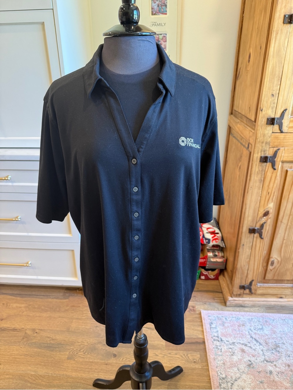 Port Authority Black Short-Sleeve Button-Down Polo Shirt with Logo